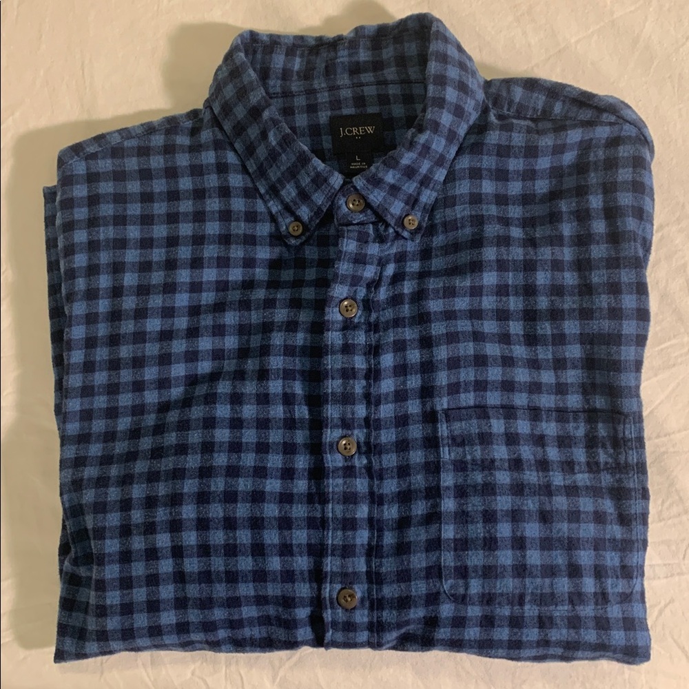 J. Crew Navy and Blue Checked Button-Down Shirt - Picture 3 of 4